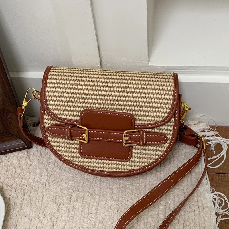 Luxury Bags Women - England Style Mini Straw Saddle Bags