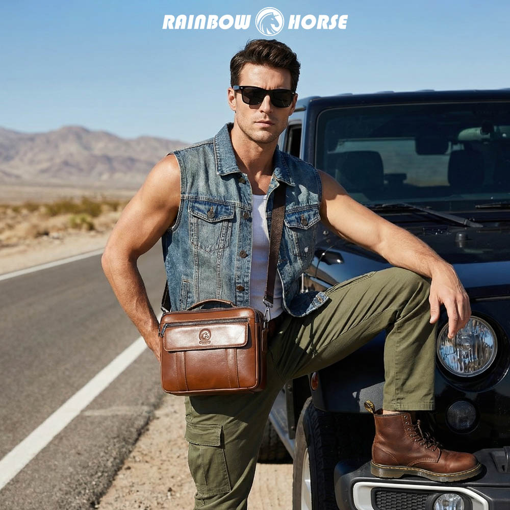 New men's mini crossbody bag,  - Key Holder Leather Pouch avaliação e preço