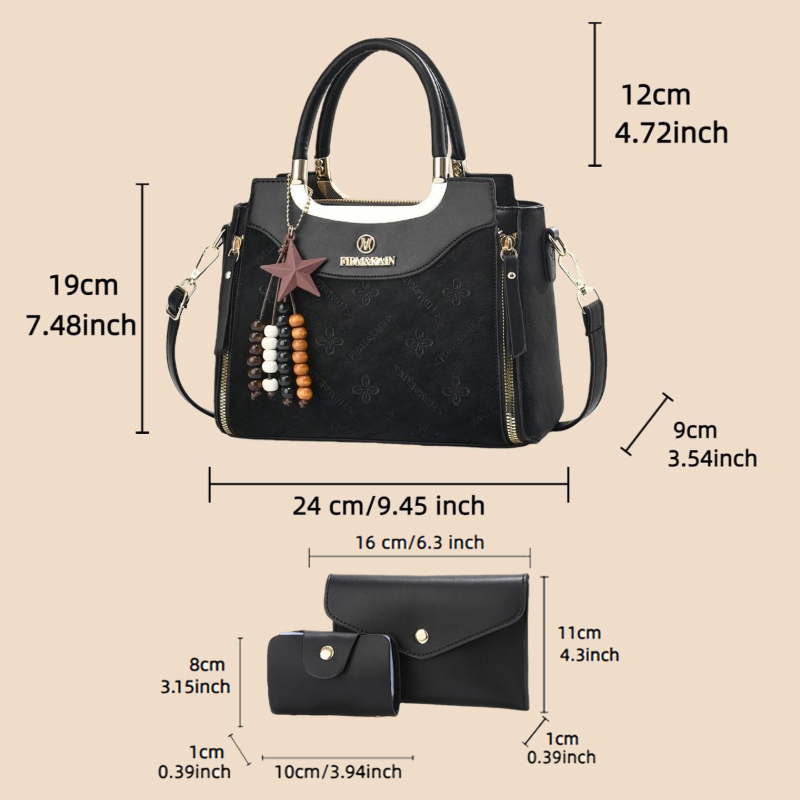 Stylish women's handbag, solid - Luxury Bags With Zipper avaliação e preço