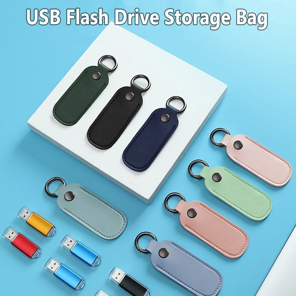 8 Colors U Disk Pouch Key Ring - Key Holder Leather Pouch avaliação e preço