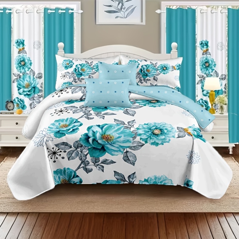 us2/3pcs Teal Floral Beding Co - Luxury Bags Pakistan avaliação e preço