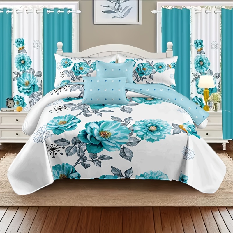 us2/3pcs Teal Floral Beding Co - Luxury Bags Pakistan avaliação e preço