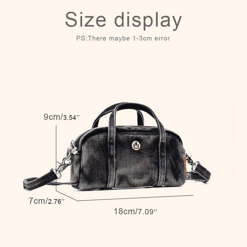 Korean Casual Mini Denim Box B - Luxury Bags With Zipper avaliação e preço
