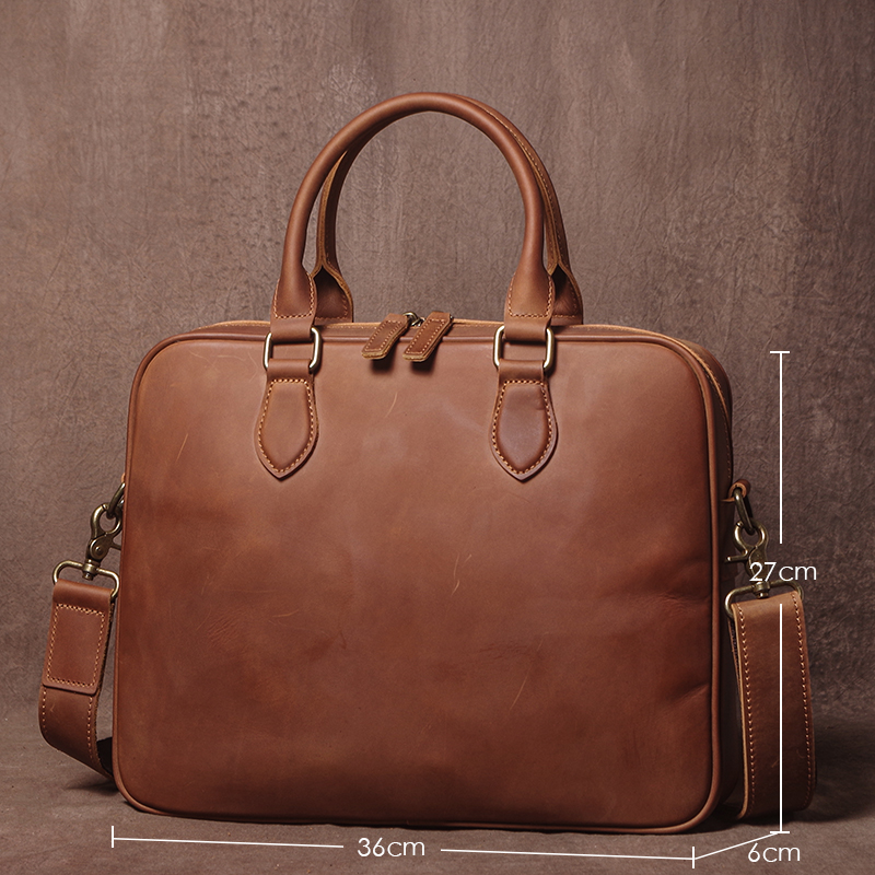 GURO Men Crazy Horse Cowhide B - Luxury Bags With Zipper avaliação e preço