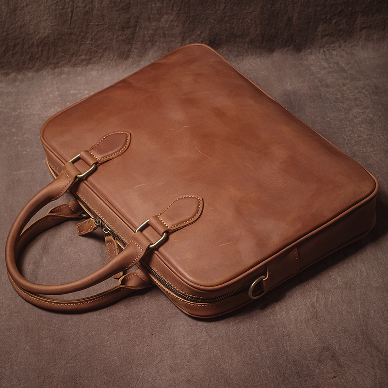 GURO Men Crazy Horse Cowhide B - Luxury Bags With Zipper avaliação e preço