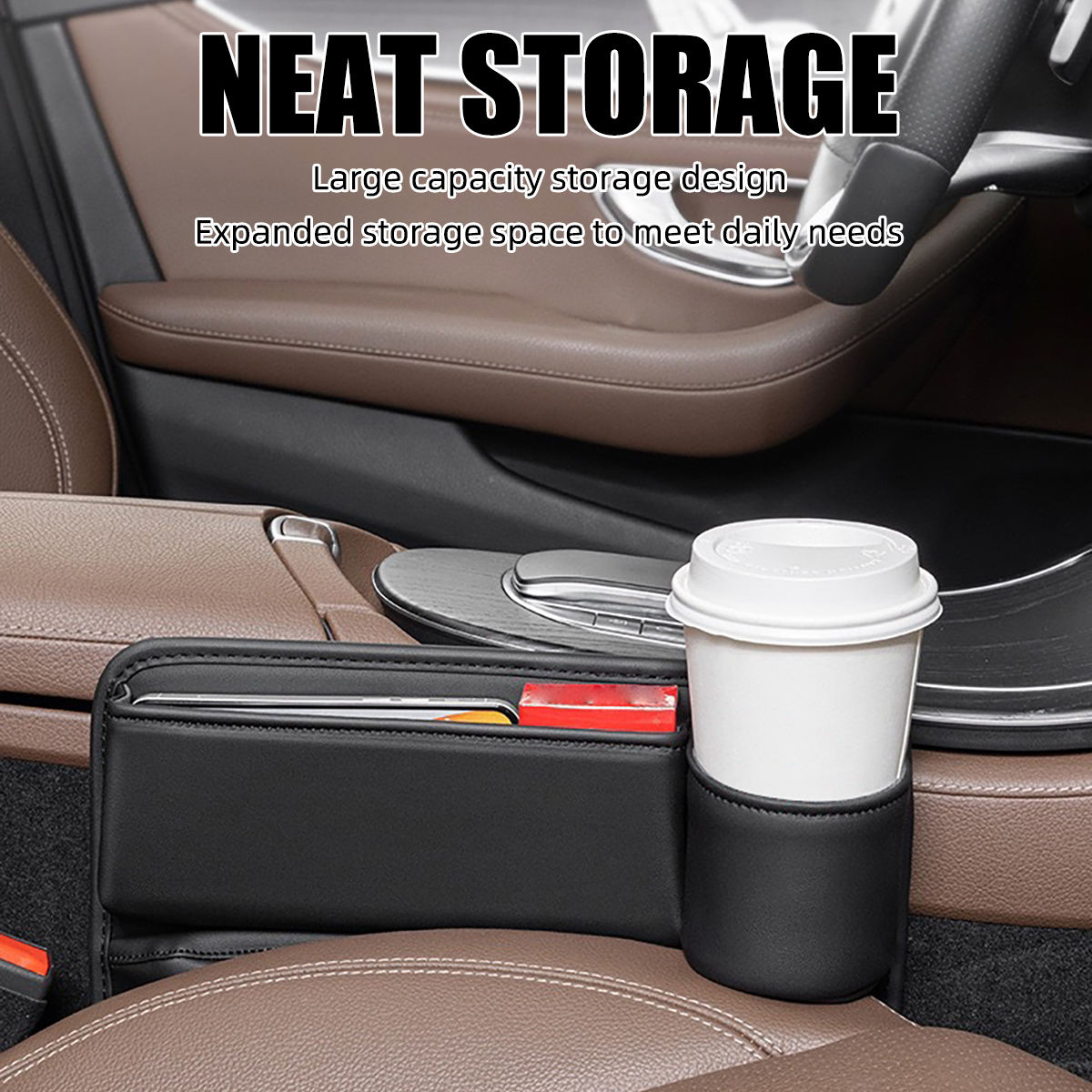 Universal Car Seat Gap Organiz - Key Holder Leather Pouch avaliação e preço