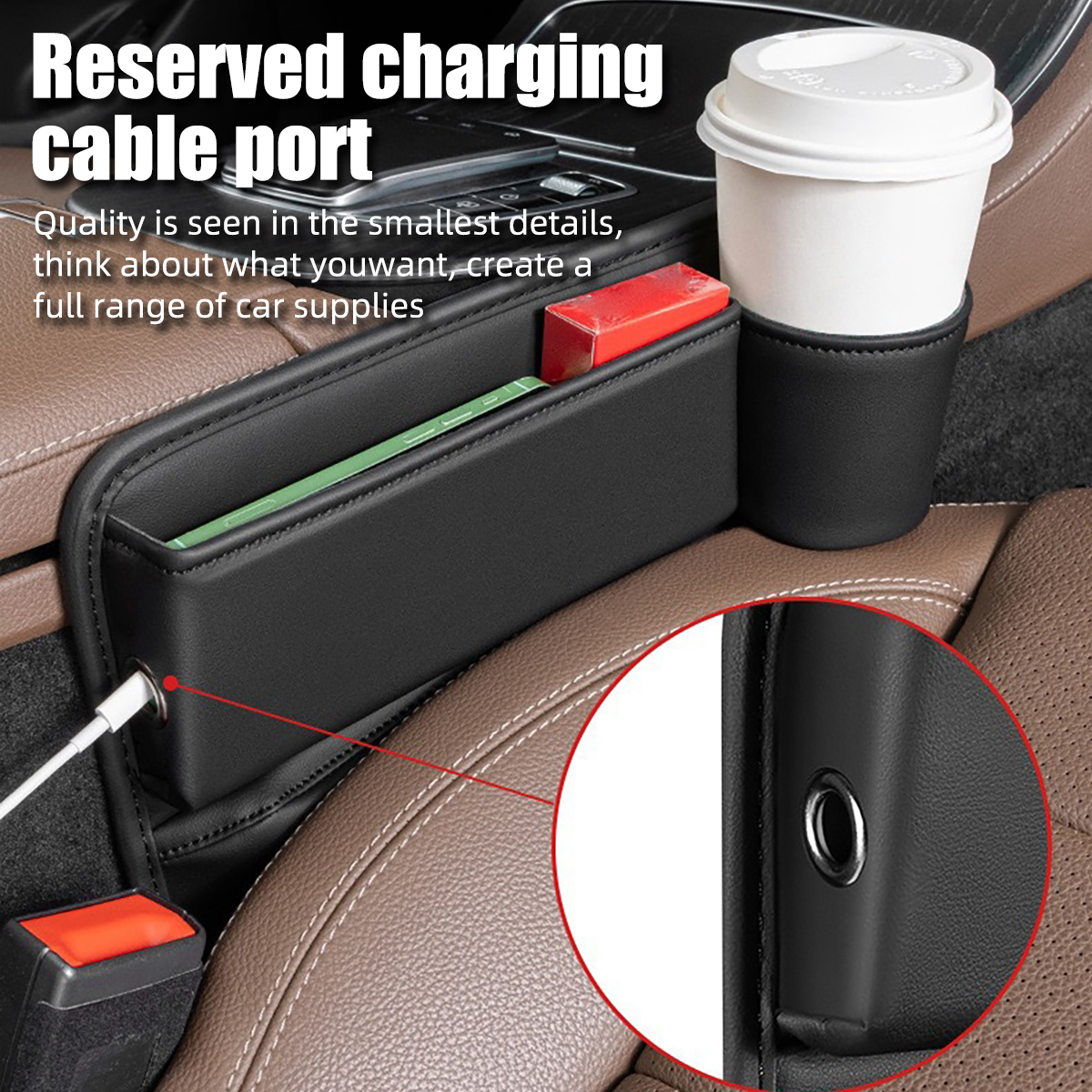 Universal Car Seat Gap Organiz - Key Holder Leather Pouch avaliação e preço