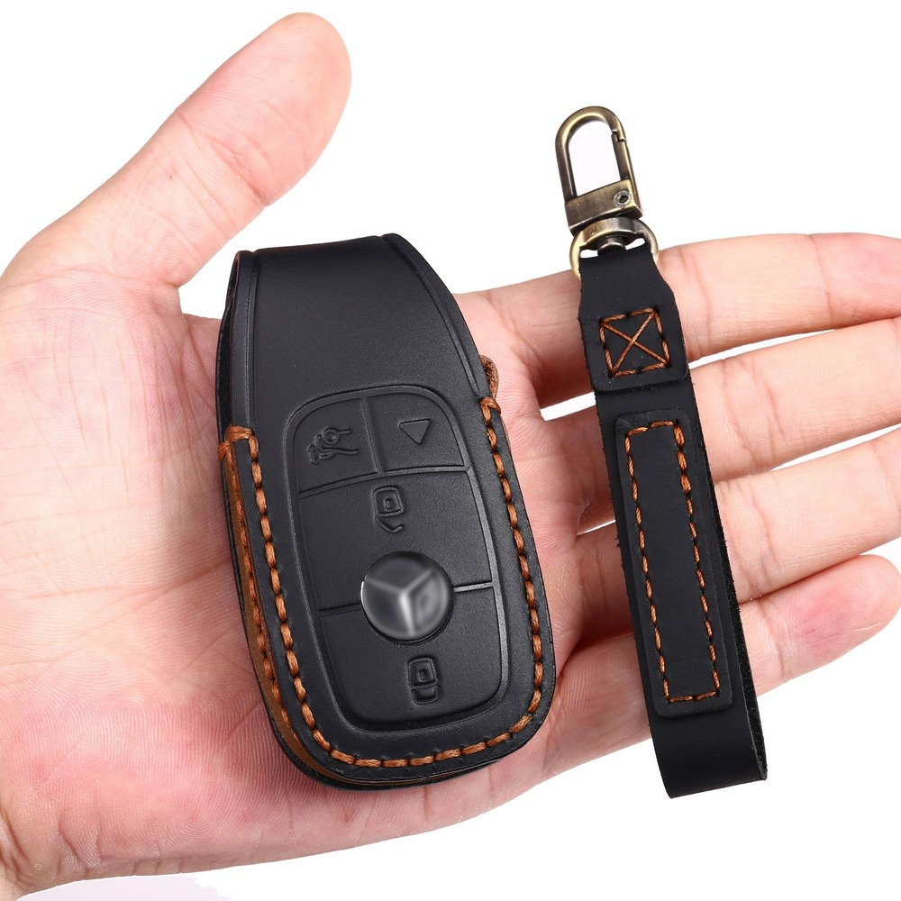Leather Car Key Fob Case Cover - Key Holder Leather Pouch avaliação e preço